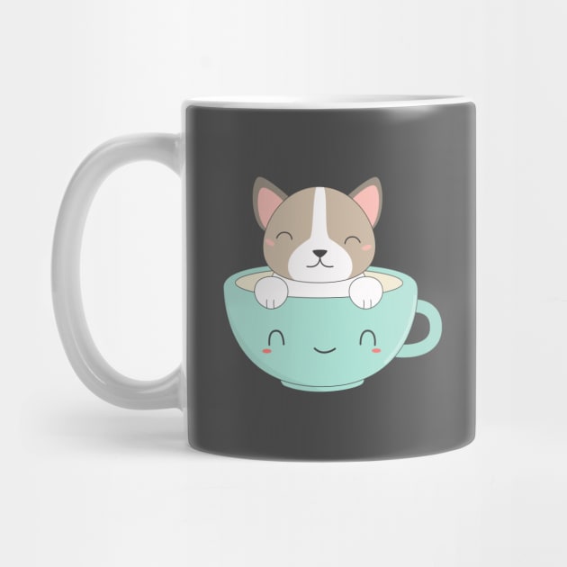 Kawaii and cute coffee puppy t-shirt by happinessinatee